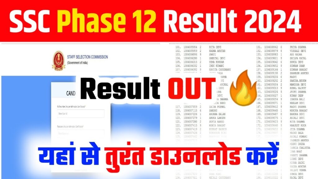 SSC Selection Post Phase 12 Result 2024