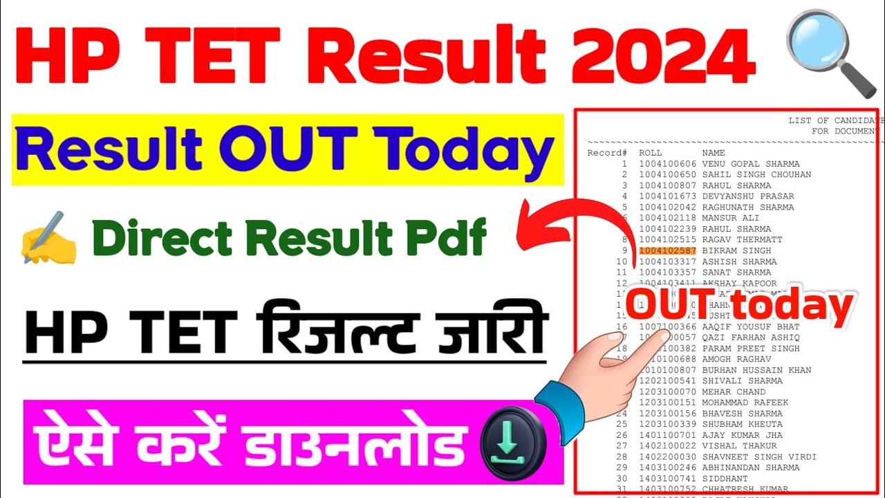 HP TET Result 2024 Out, Check HPTET June 2024 Result » PACT Result.in