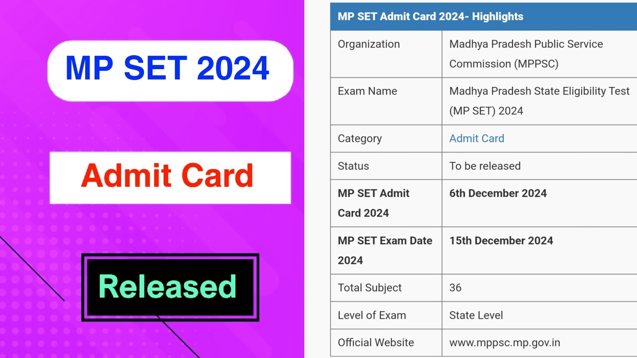 MP SET Admit Card 2024