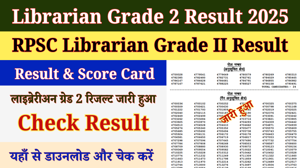 RPSC Librarian Grade 2 Result 2025