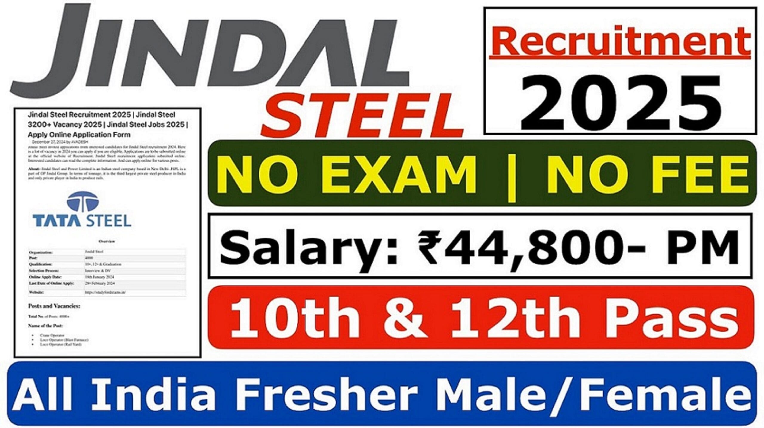 Jindal Steel Recruitment 2025